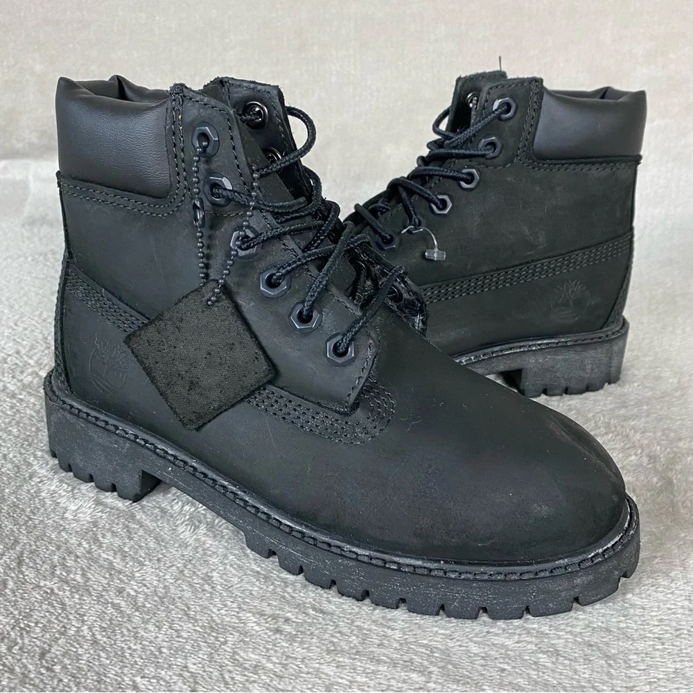 Timberland Premium 6 inch Kids Boys Boots Size 13‎ Black Nubuck Waterproof NEW